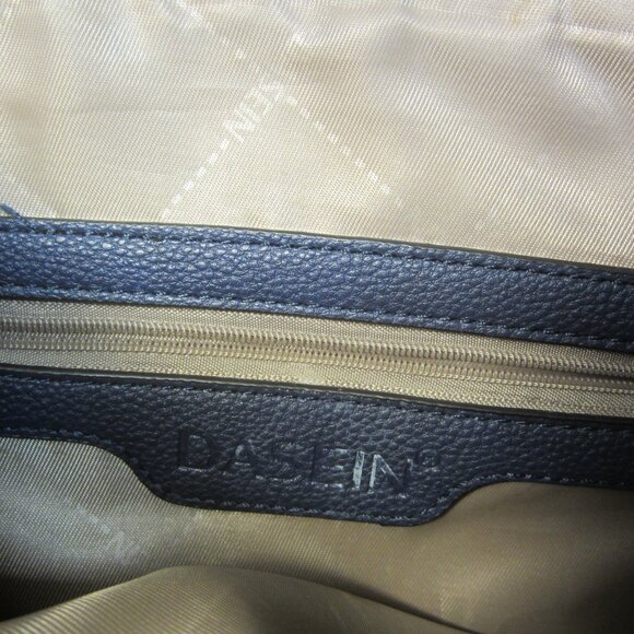 VTG DASEIN TOTE BLUE, GOLD TONE ACCENTS, PADLOCK CHARM - Picture 7 of 8